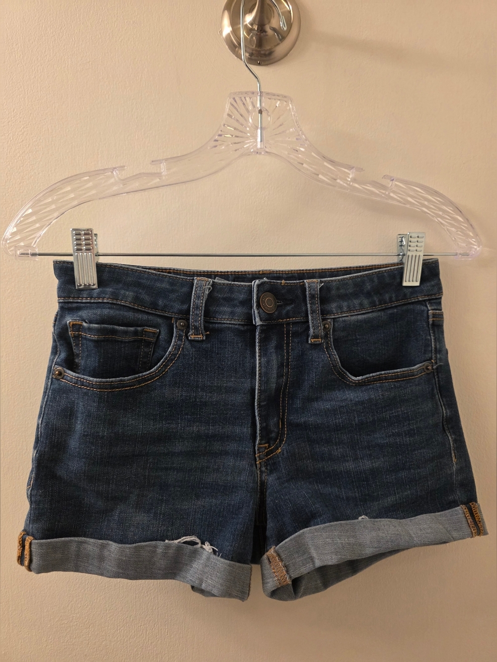 Aeropostale Dark Blue Rolled-Hem Denim Shorts